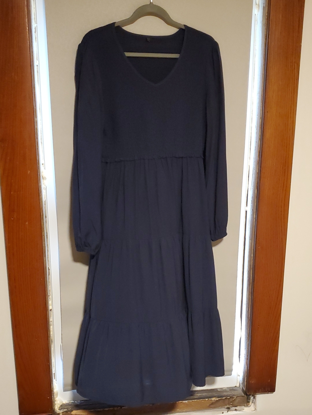 Women's V-Neck Maxi Dress in Navy Blue